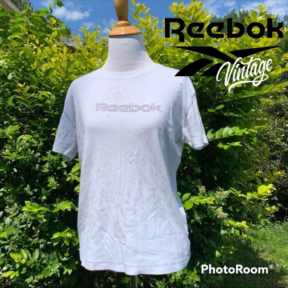 Vintage? Reebok Floral Detail Logo Graphic Tee XL